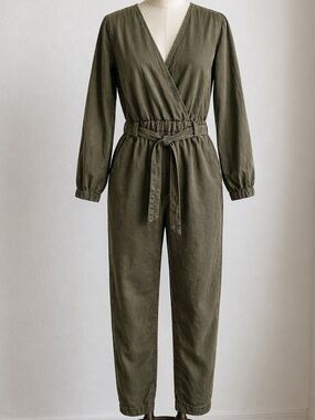 YFB‎ Olive Green Long Sleeve Wrap Jumpsuit